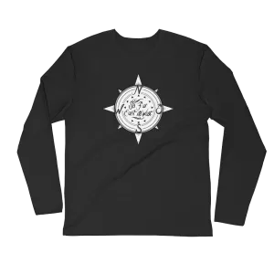 Black Solid Compass Logo Long Sleeve T-Shirt