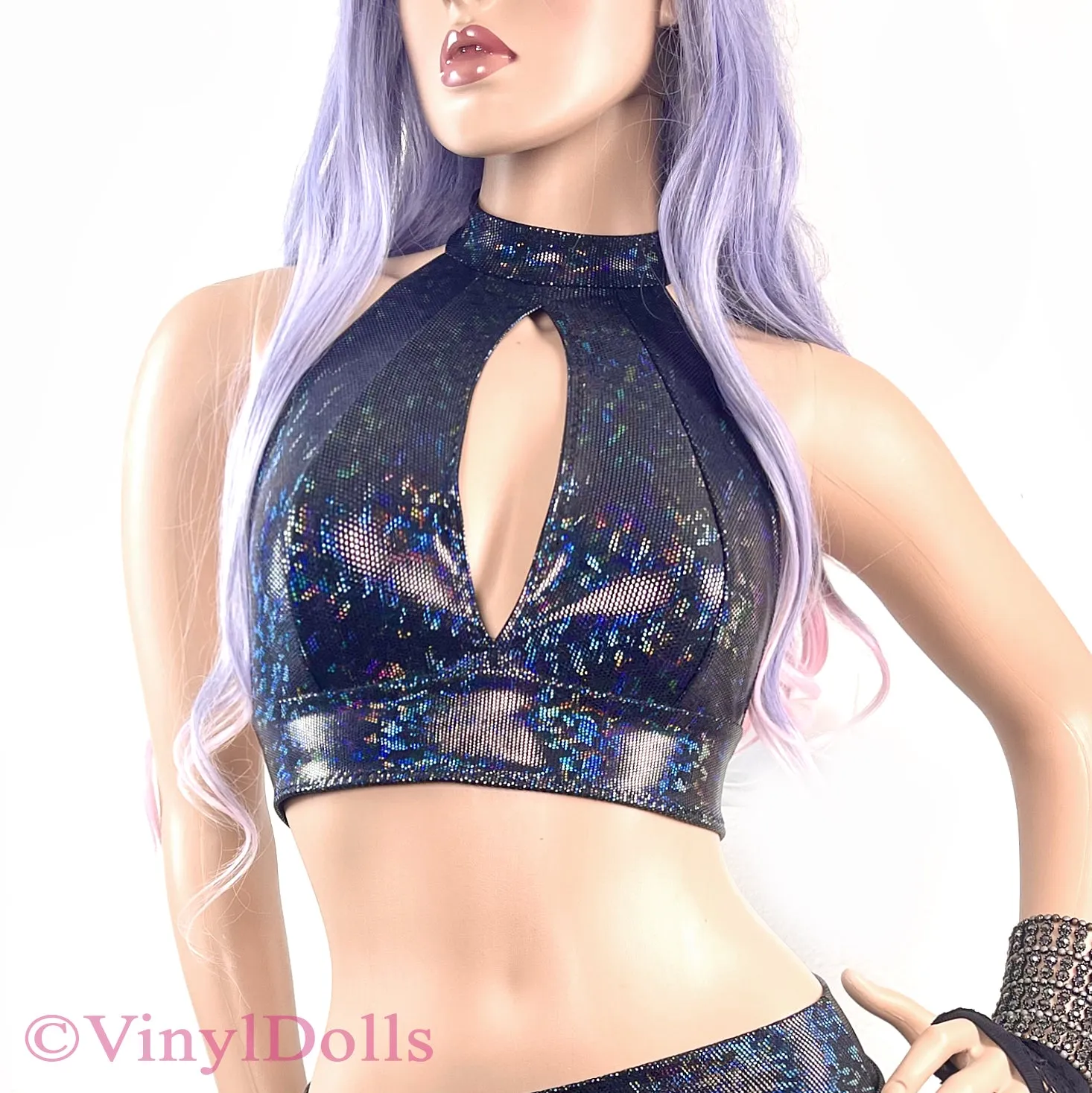 Black Sparkle KeyHole Top