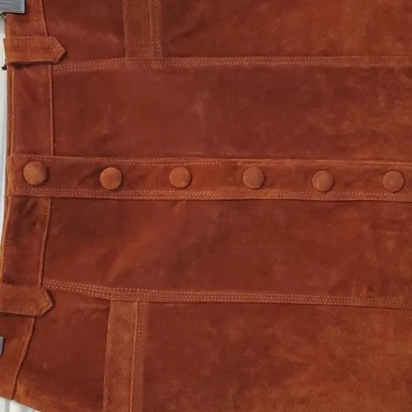 Blanknyc Brown Suede Leather Midi Skirt