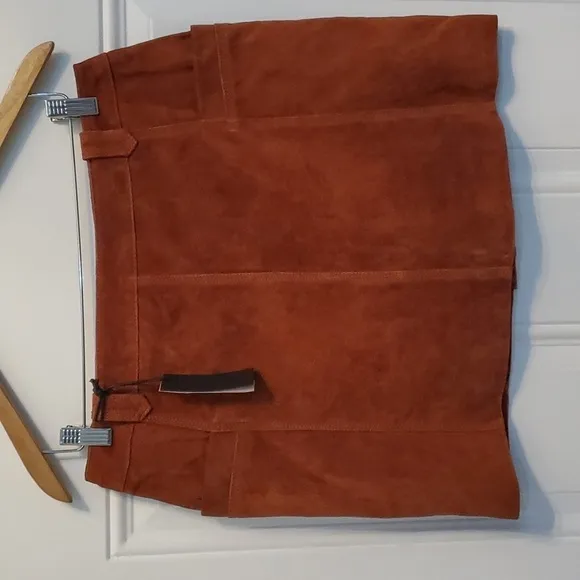 Blanknyc Brown Suede Leather Midi Skirt