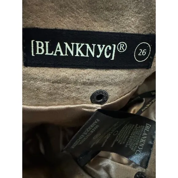 BLANKNYC Caffe Latte Suede 100% Leather Moto Mini Skirt Size 26