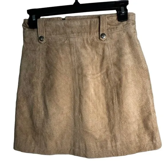 BLANKNYC Caffe Latte Suede 100% Leather Moto Mini Skirt Size 26