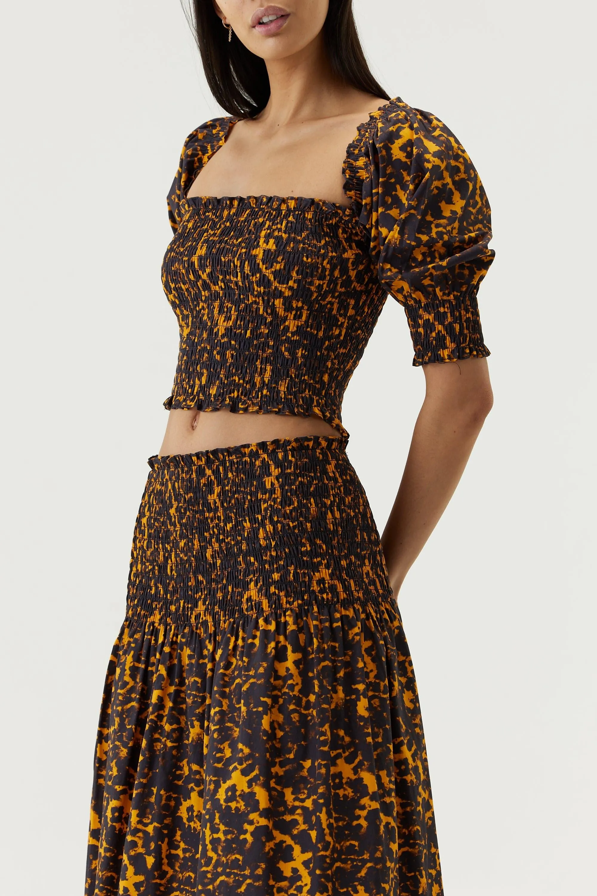 BLUR OUT OFF SHOULDER TOP | ORANGE BLUR