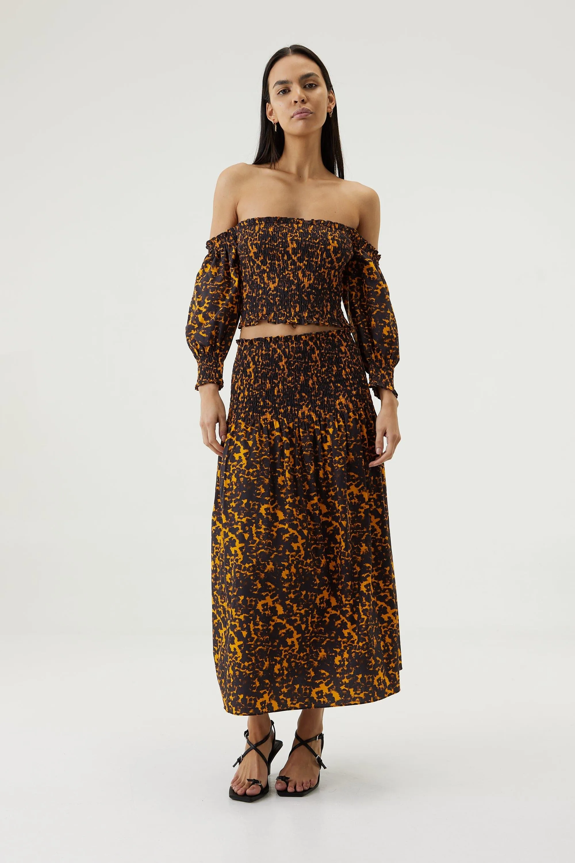 BLUR OUT OFF SHOULDER TOP | ORANGE BLUR