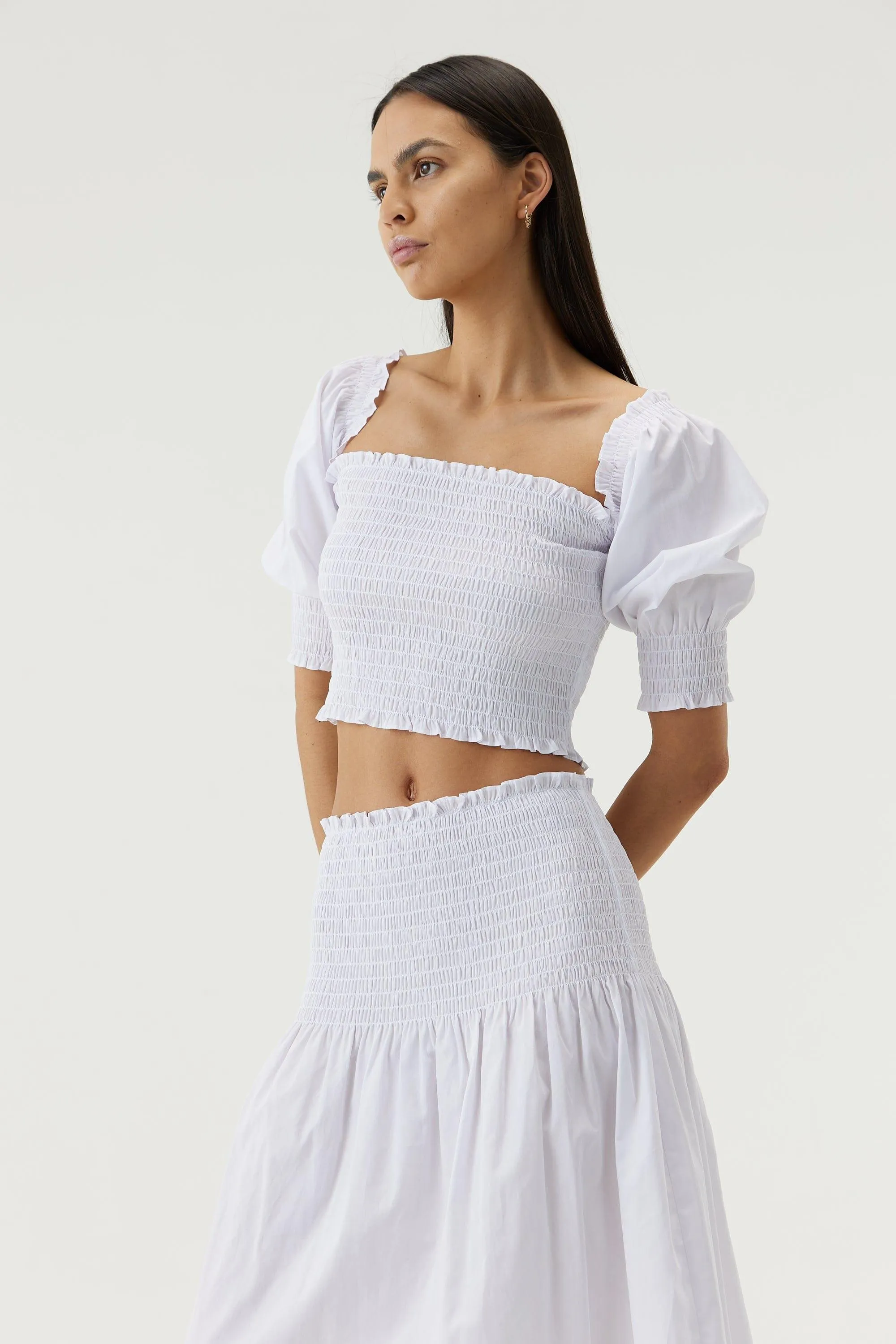 BLUR OUT OFF SHOULDER TOP | WHITE