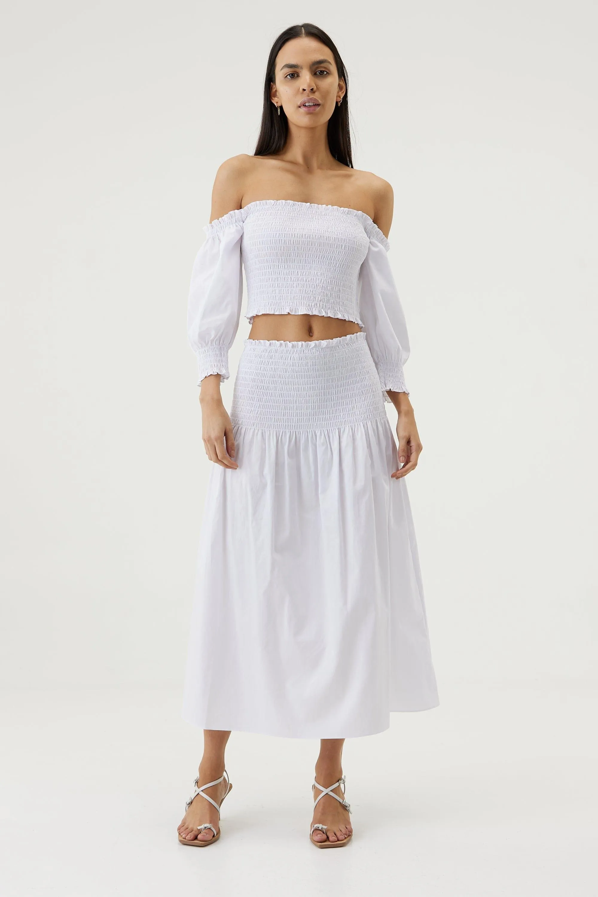 BLUR OUT OFF SHOULDER TOP | WHITE