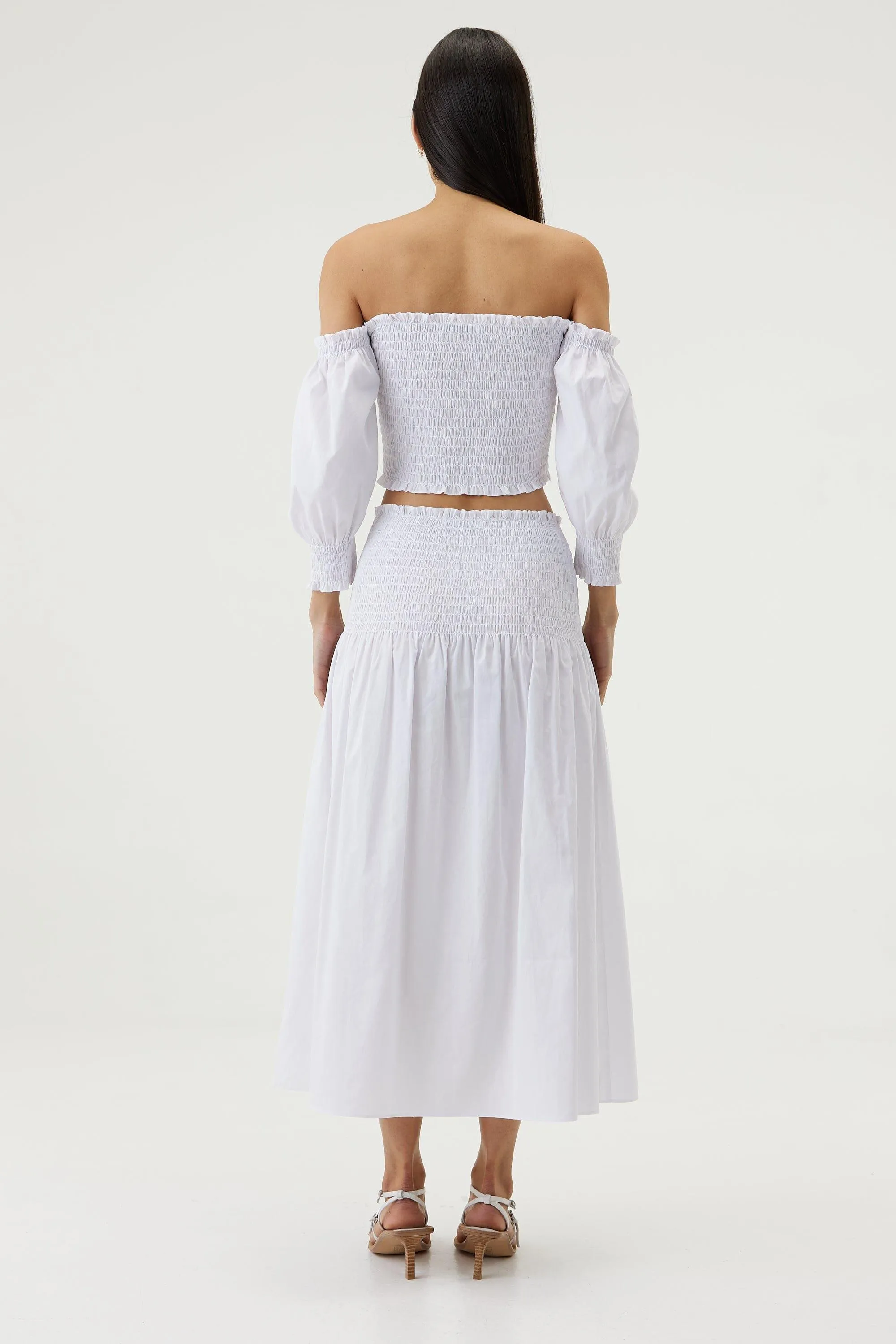 BLUR OUT OFF SHOULDER TOP | WHITE