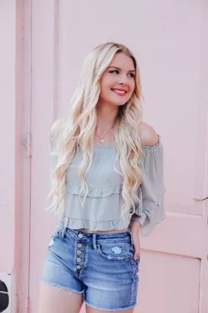 Brielle Off The Shoulder Crop Top - Sage