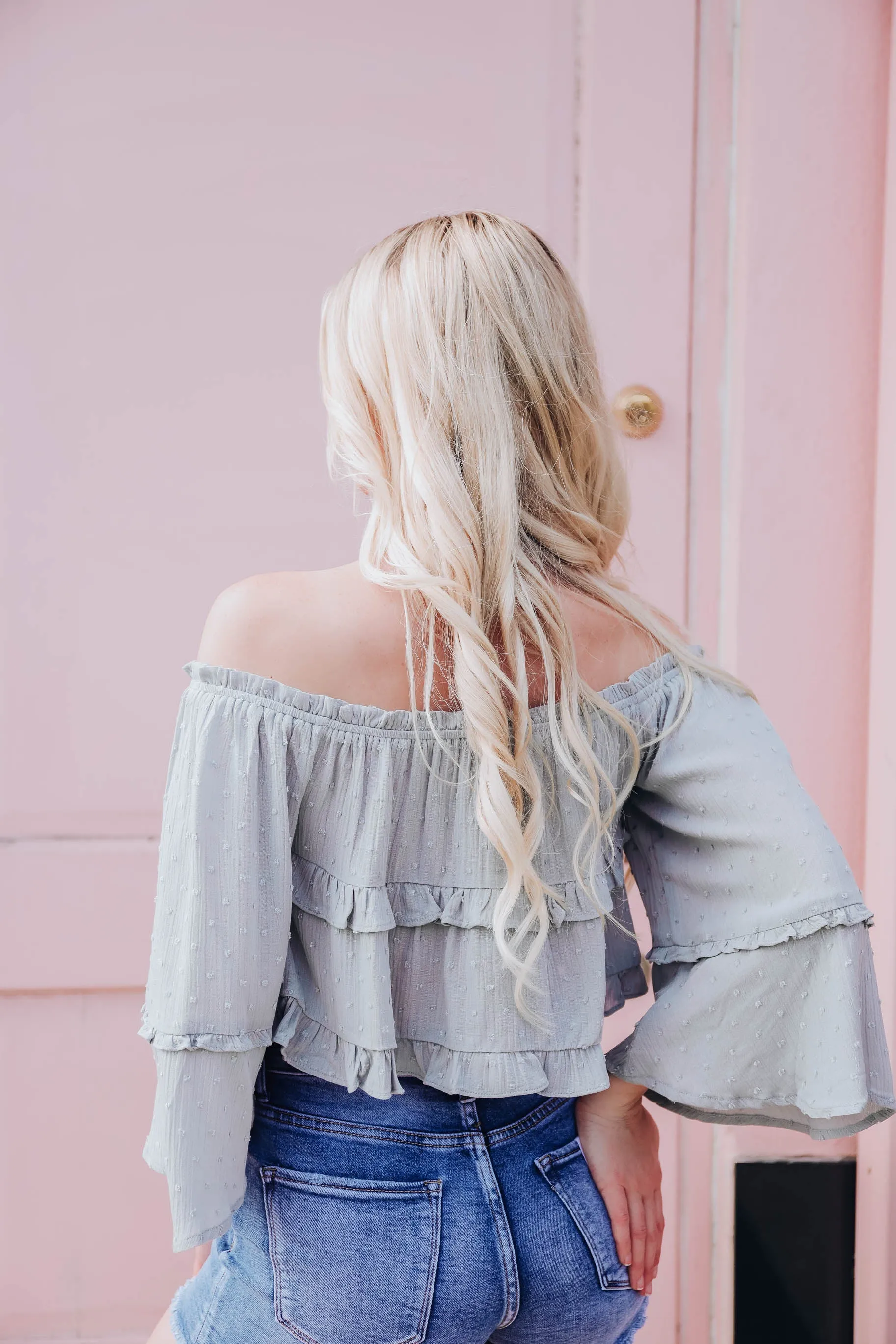 Brielle Off The Shoulder Crop Top - Sage