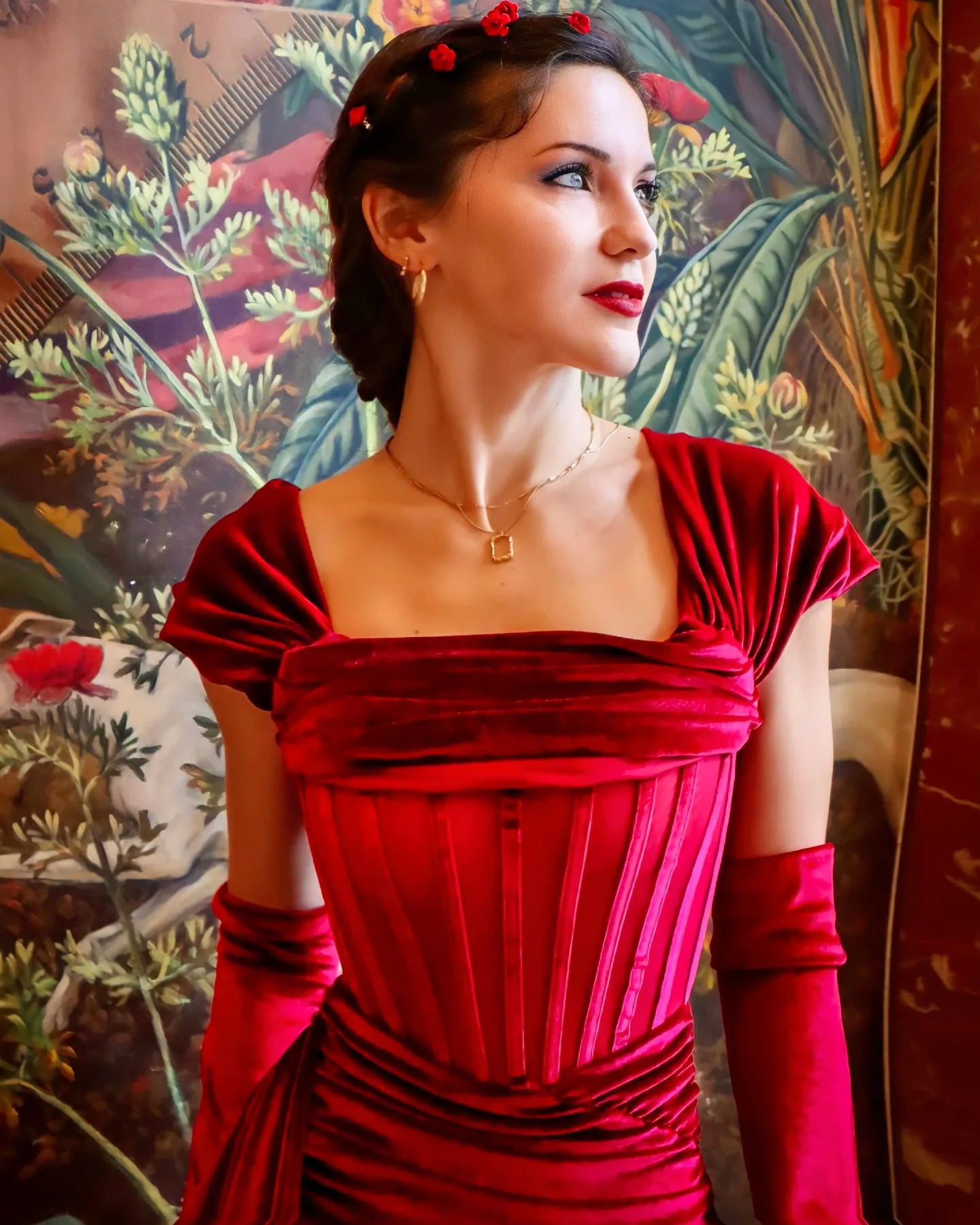 Burgundy Draped Off Shoulder Corset Dress