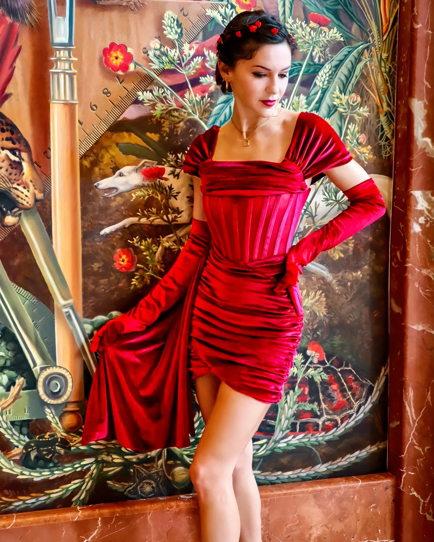 Burgundy Draped Off Shoulder Corset Dress