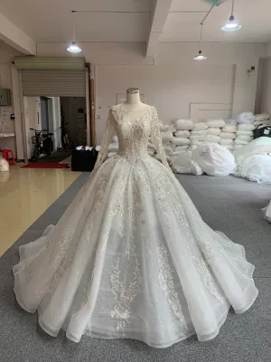 BYG luxury royal long sleeves wedding dress