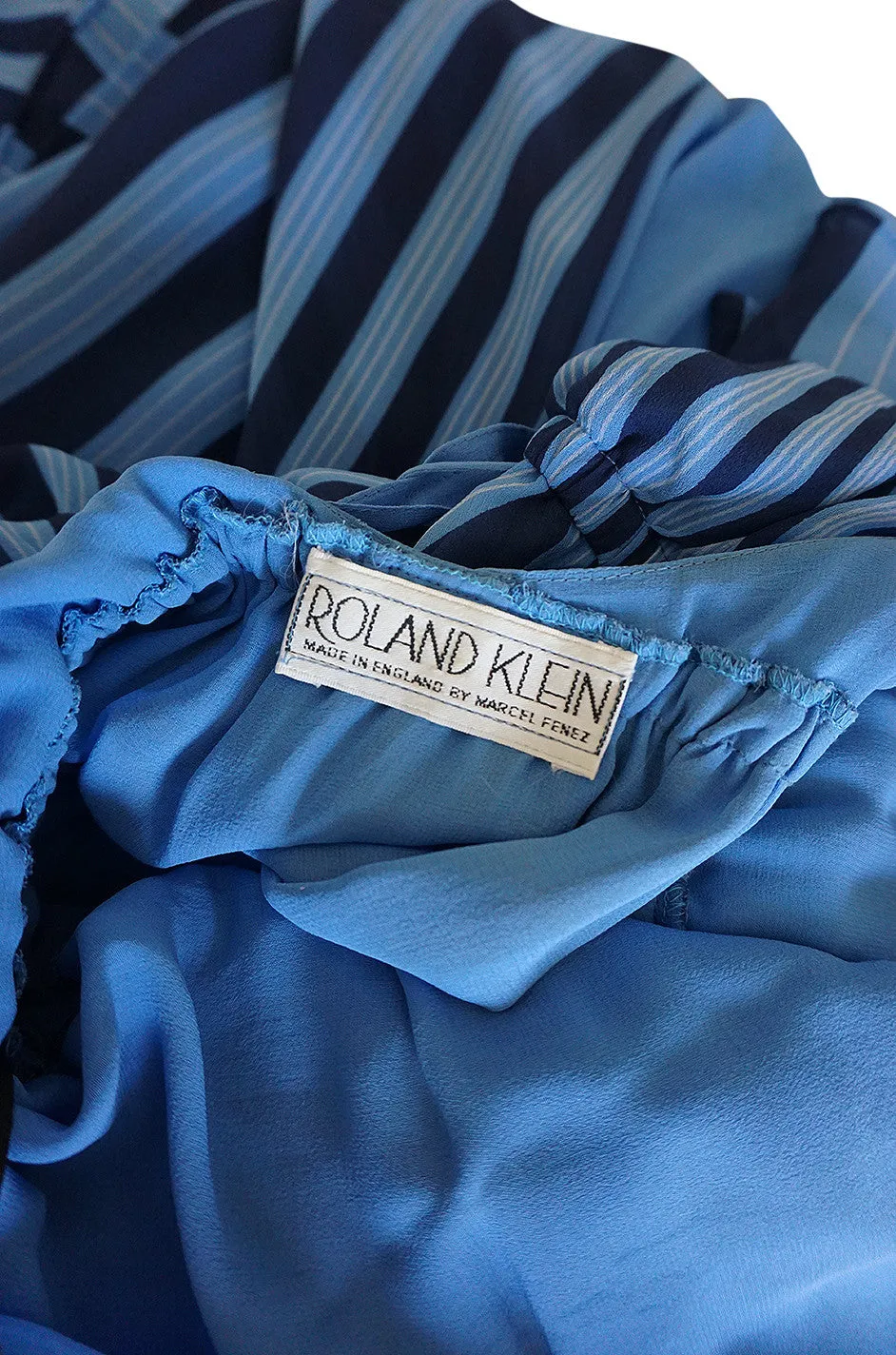 c1975-78 Roland Klein Printed Silk Chiffon Backless Dress