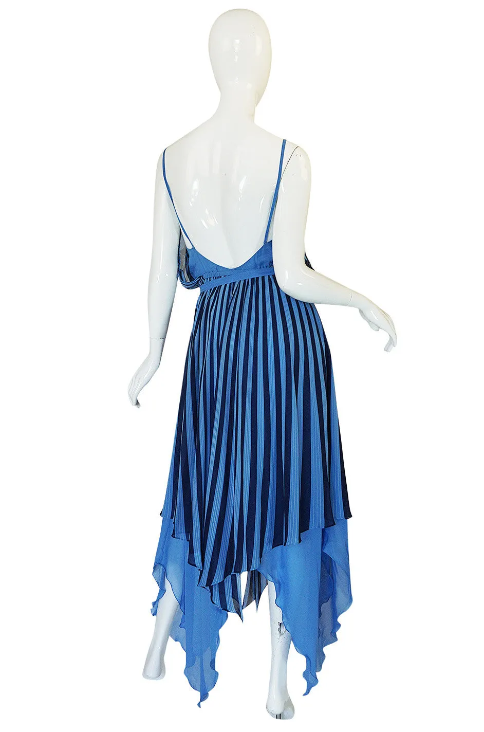 c1975-78 Roland Klein Printed Silk Chiffon Backless Dress