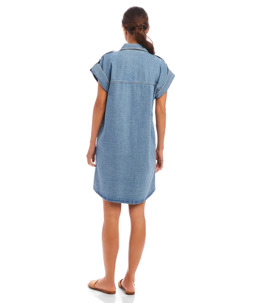 Cap Sleeve Denim Shirtdress