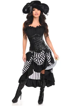 Captain's Treasure 4 PC Black & White Corset Costume