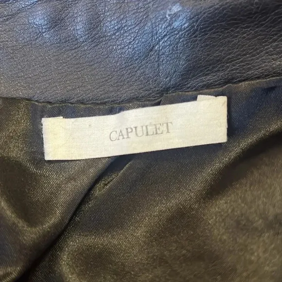 CAPULET 100% Black Leather Zip Up Grunge Goth Lined Mini Skirt