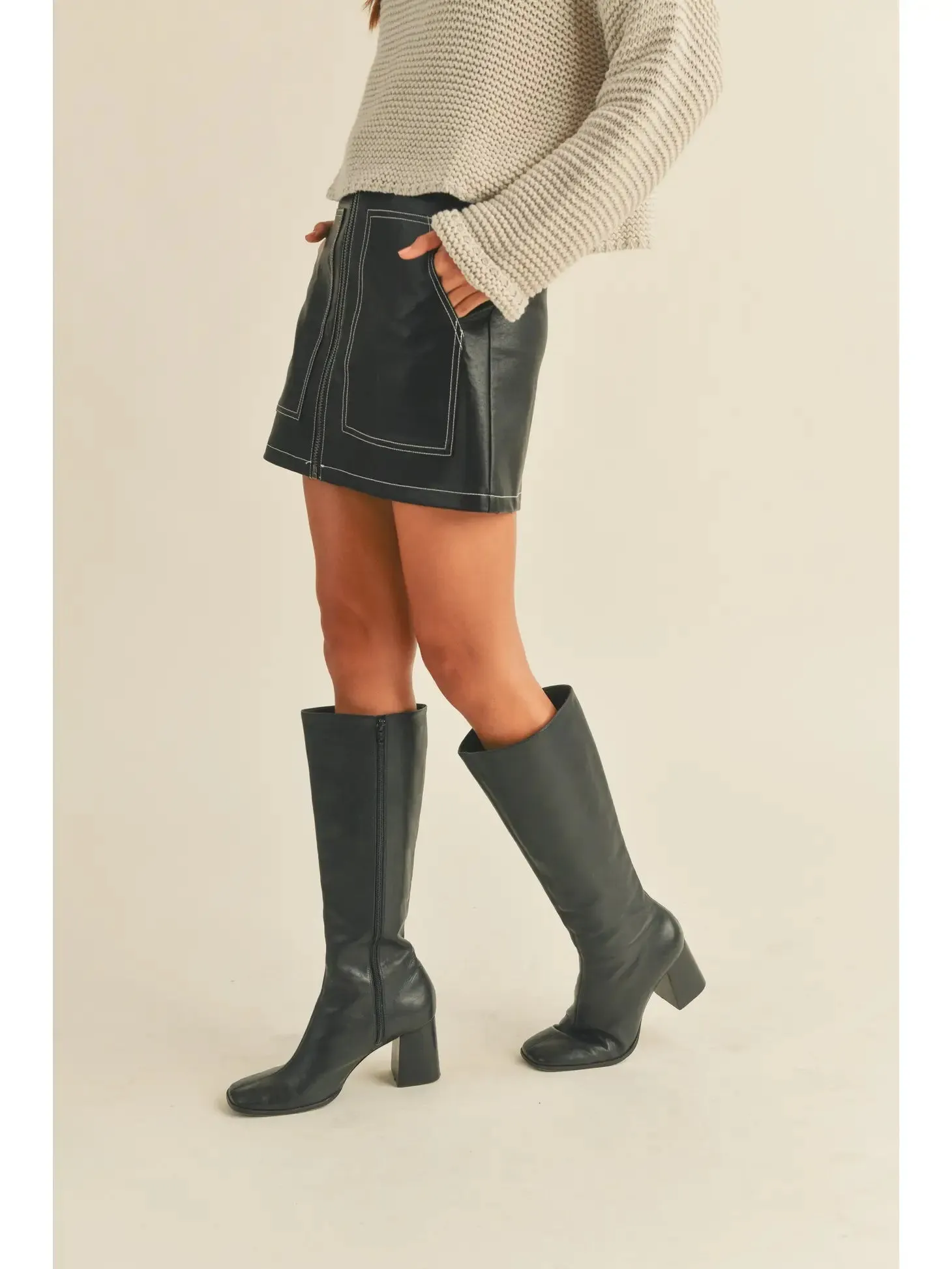 Carly Leather Skirt