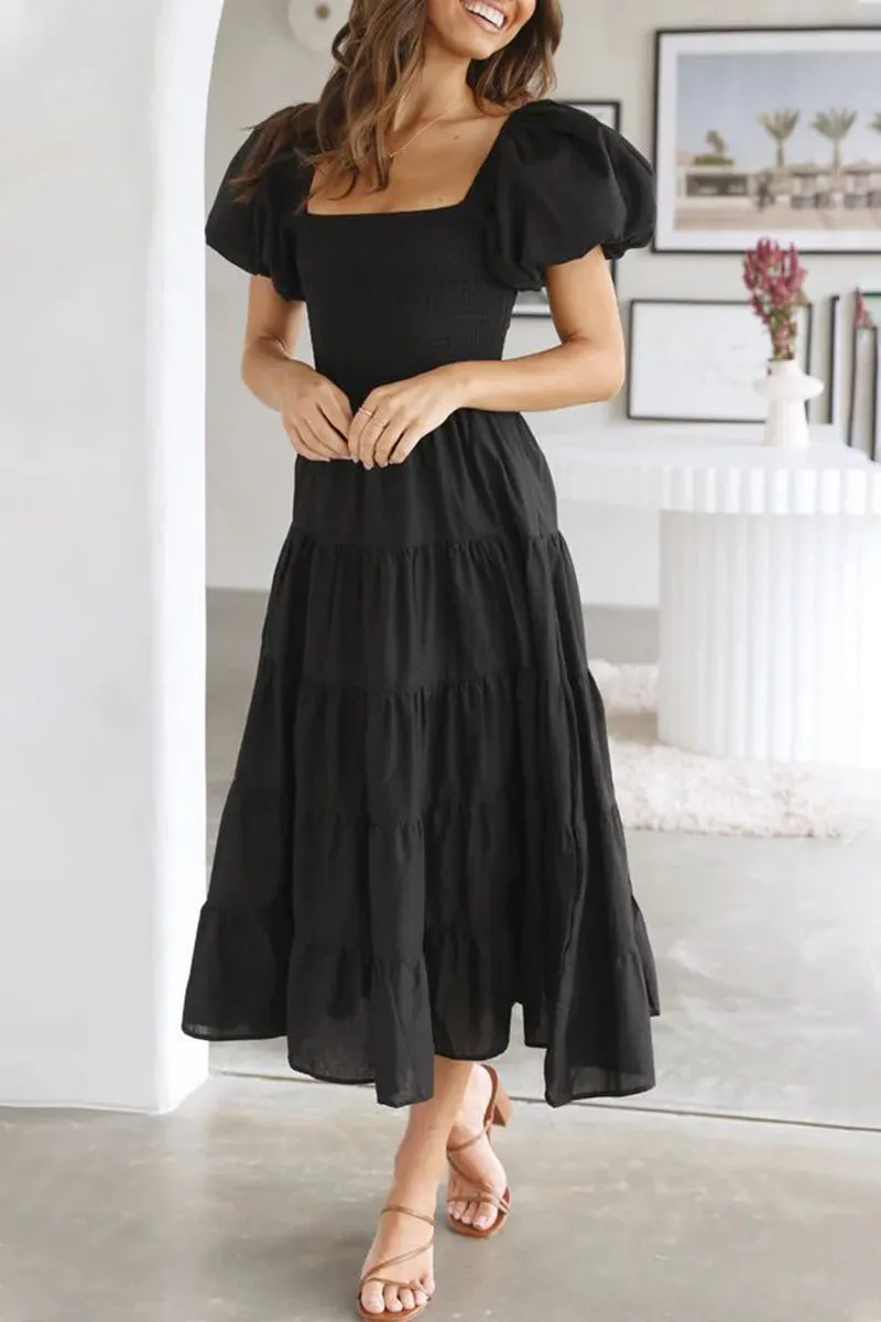 Casual Simplicity Solid Backless Off the Shoulder A Line Dresses