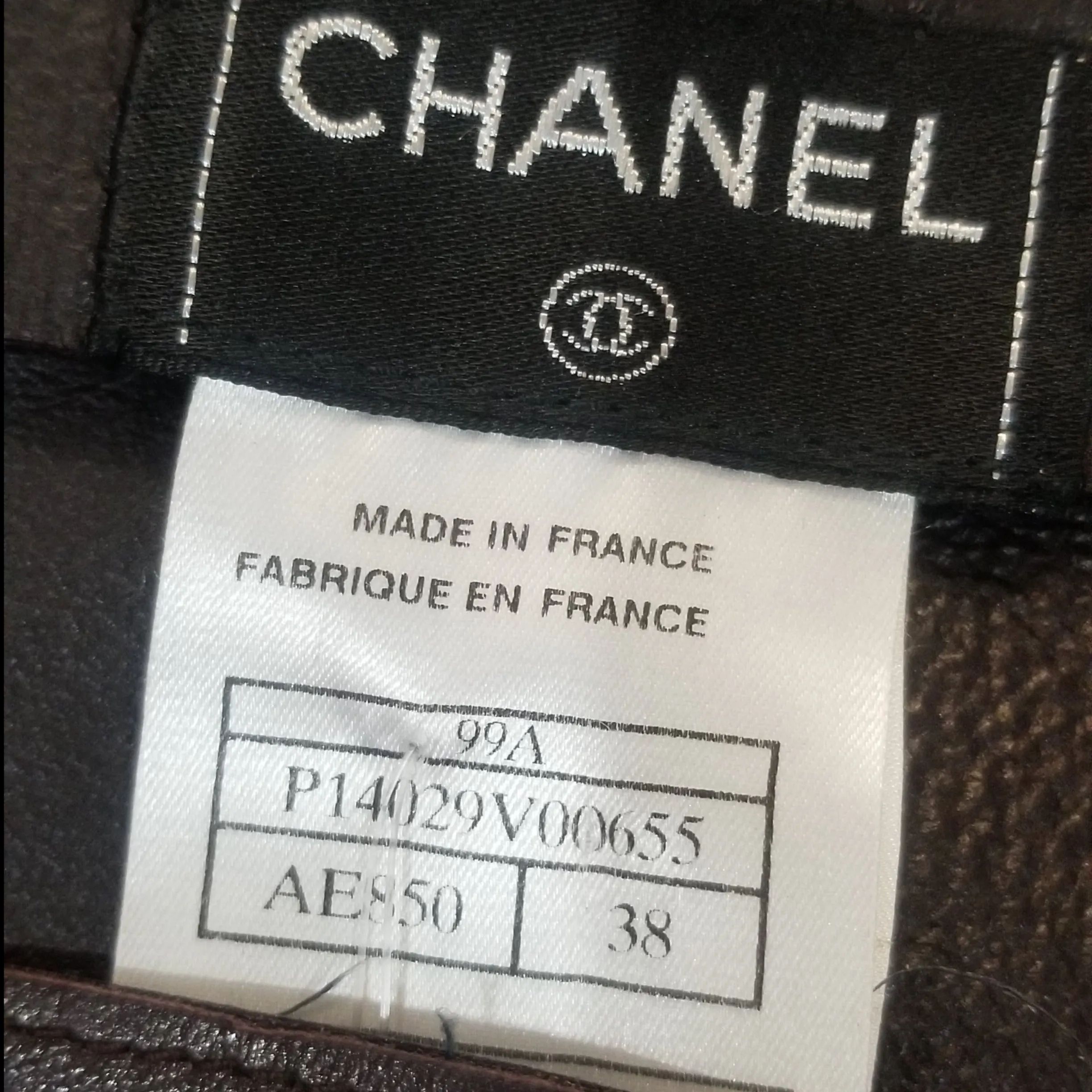 CHANEL Brown Leather Cross-Over Skirt Size 38