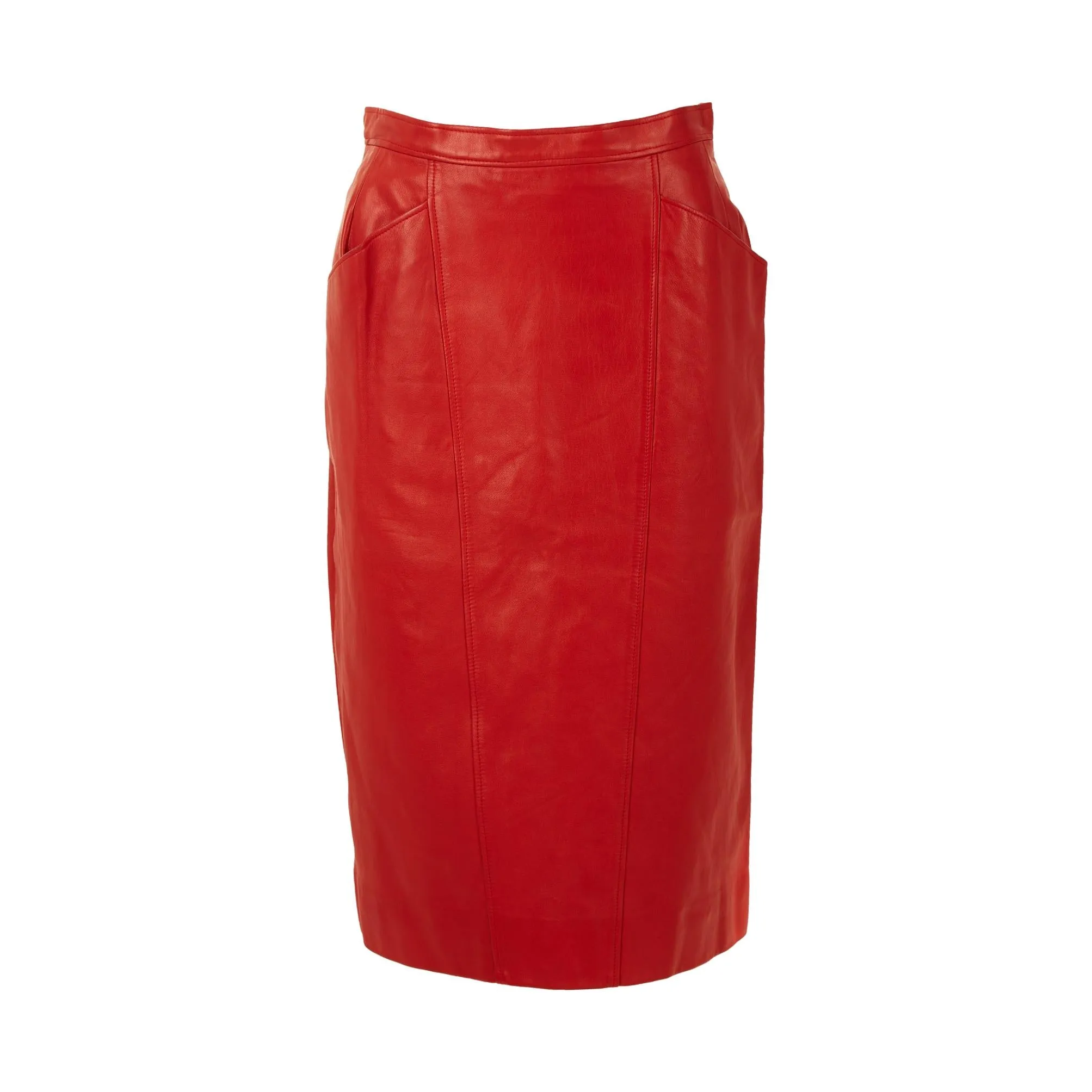 Chanel Red Leather Skirt