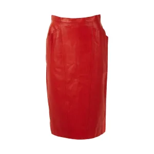 Chanel Red Leather Skirt