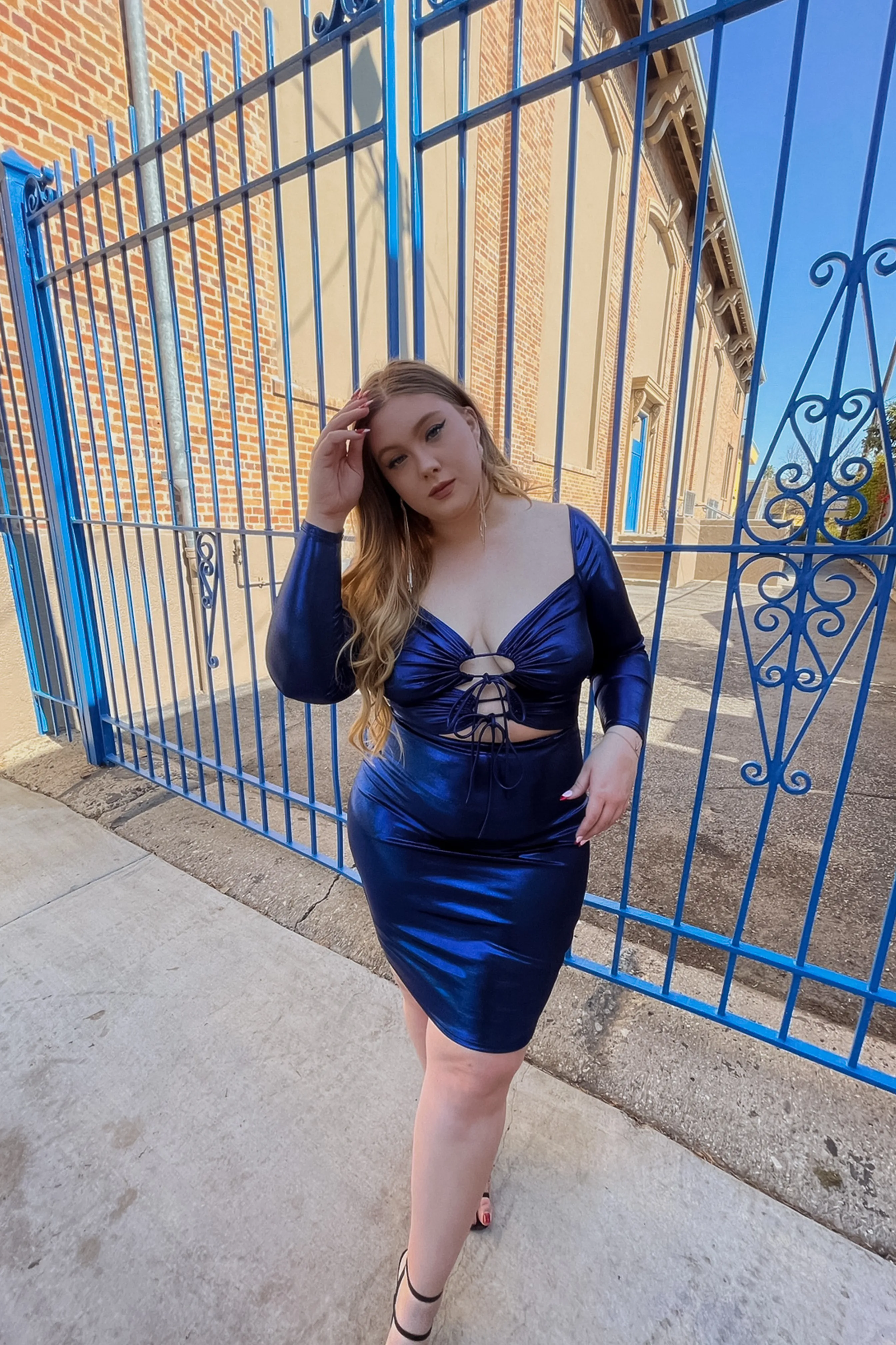Chelsea Long Sleeve Metallic Dress