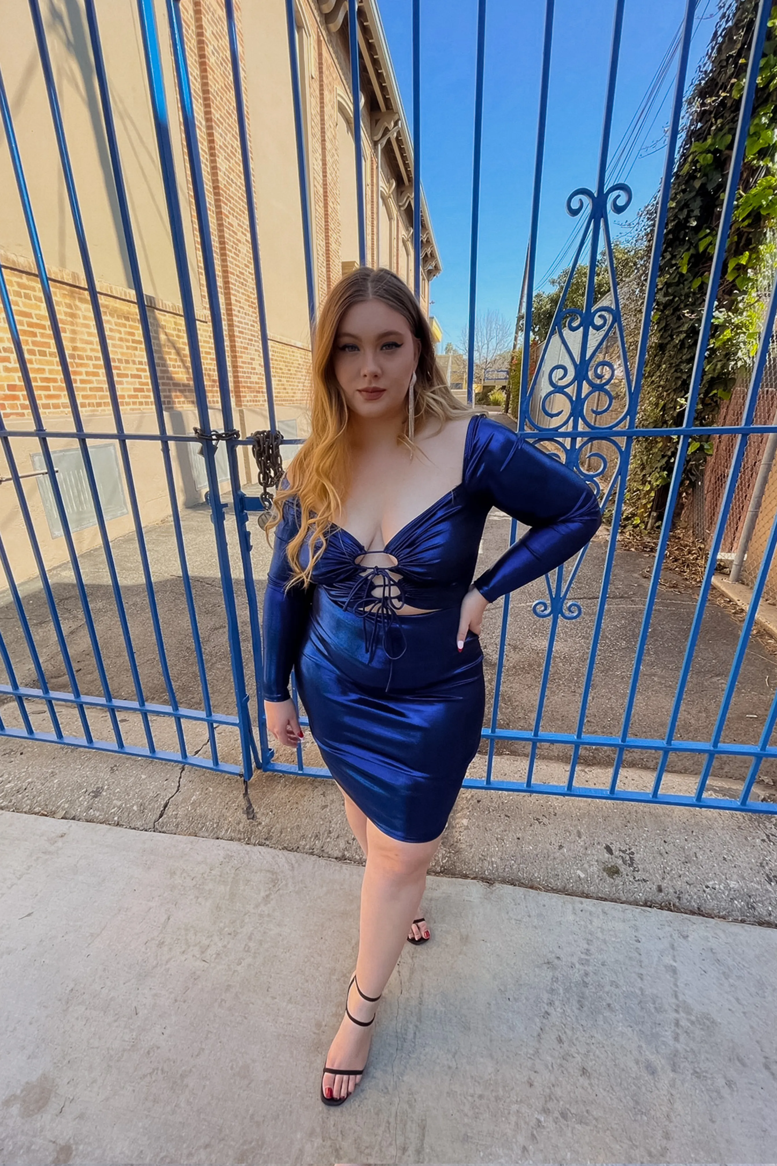 Chelsea Long Sleeve Metallic Dress