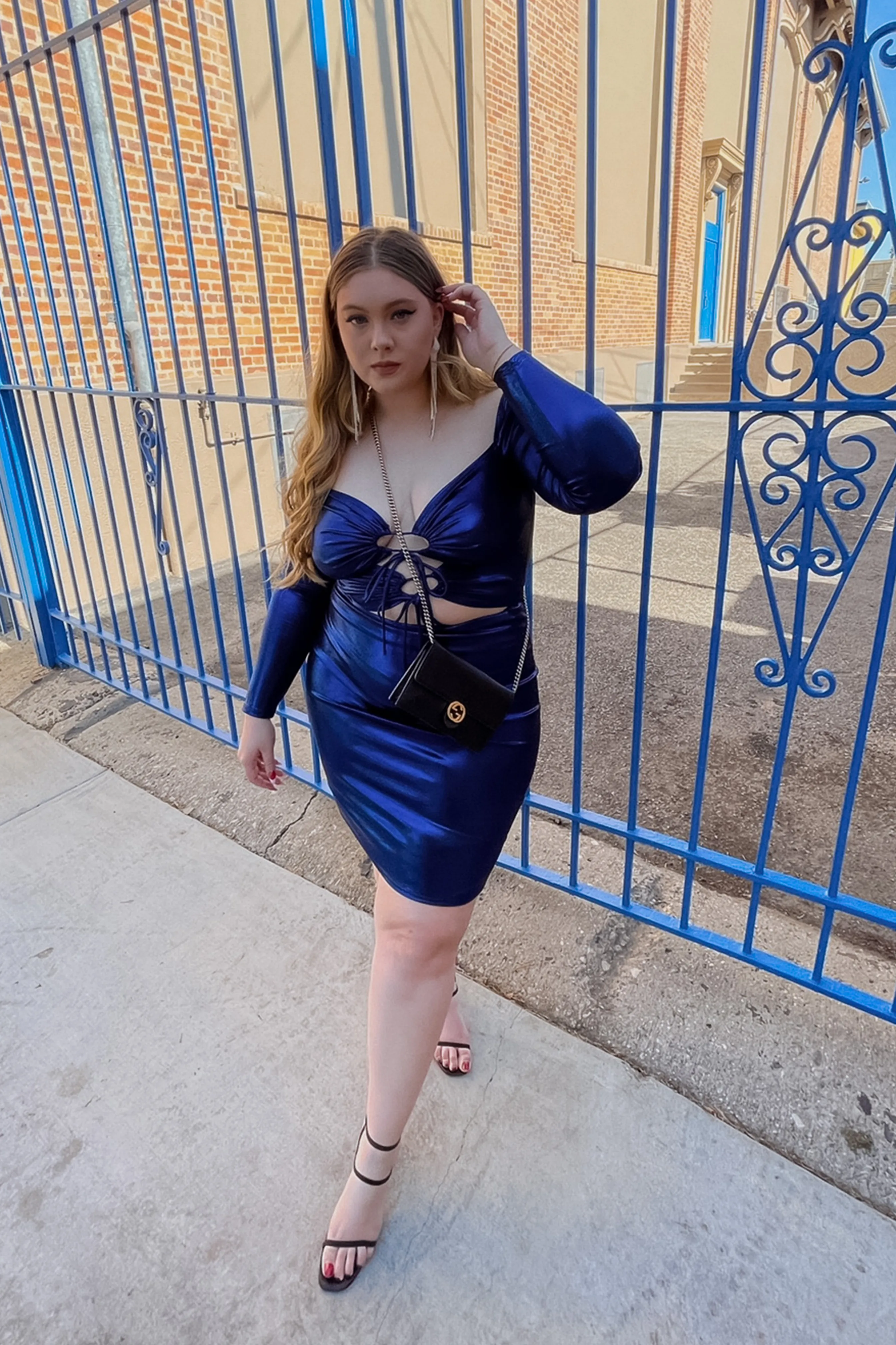 Chelsea Long Sleeve Metallic Dress