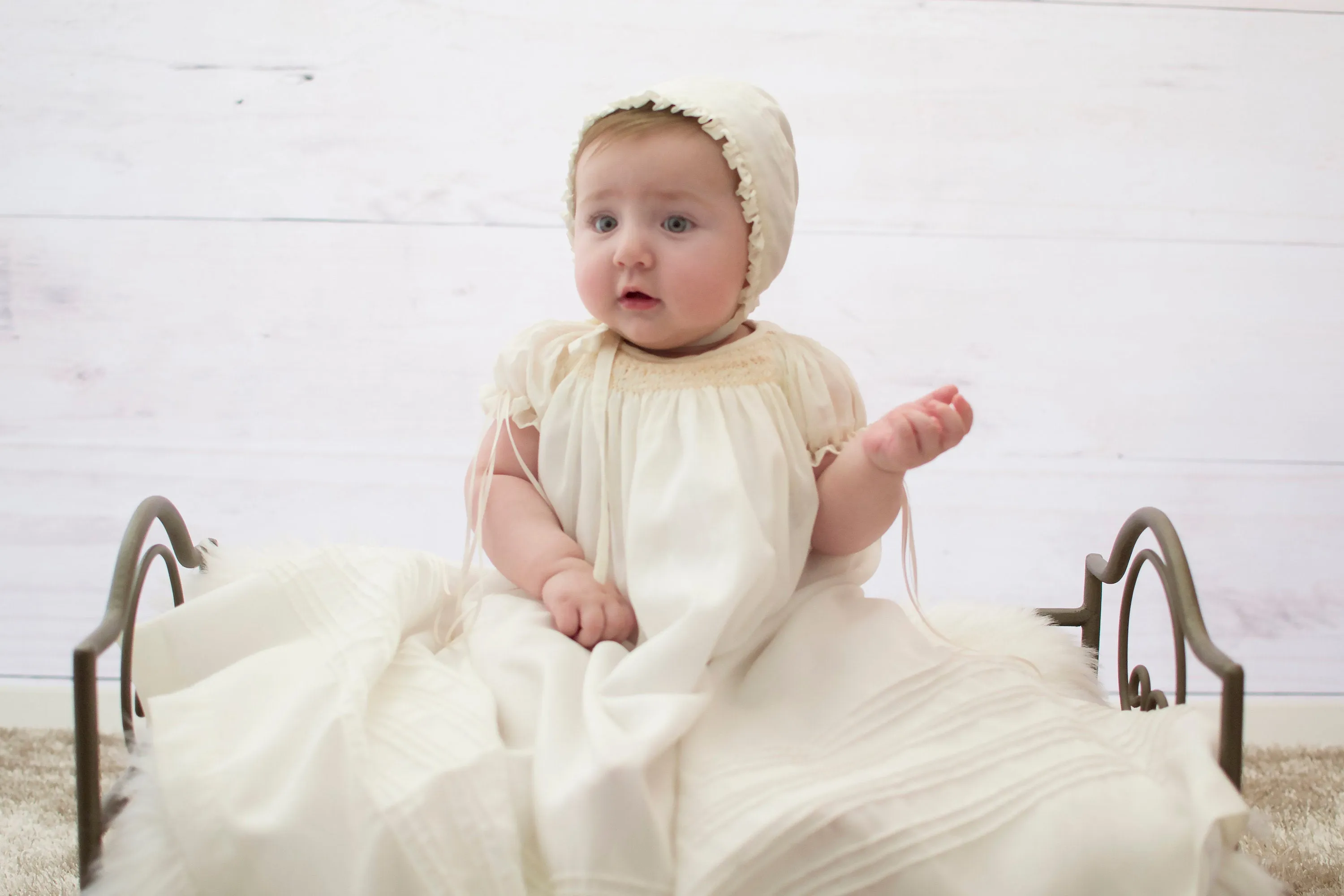 Christening Gown girl, Cotton Baptism Gown, Girls Baptism Dress, Dedication Dress,  Ivory,  Long Christening Gown,  Free Personalization