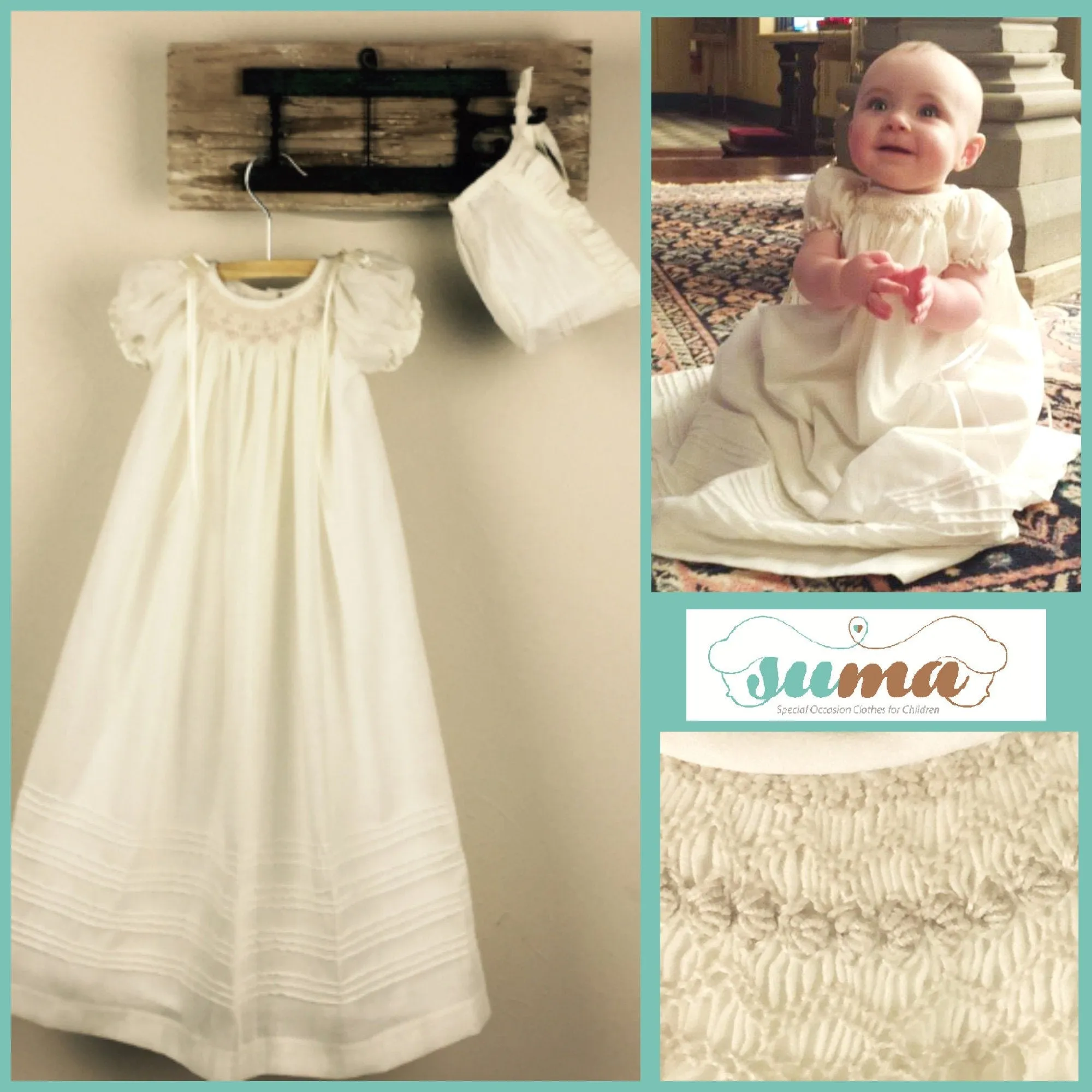 Christening Gown girl, Cotton Baptism Gown, Girls Baptism Dress, Dedication Dress,  Ivory,  Long Christening Gown,  Free Personalization