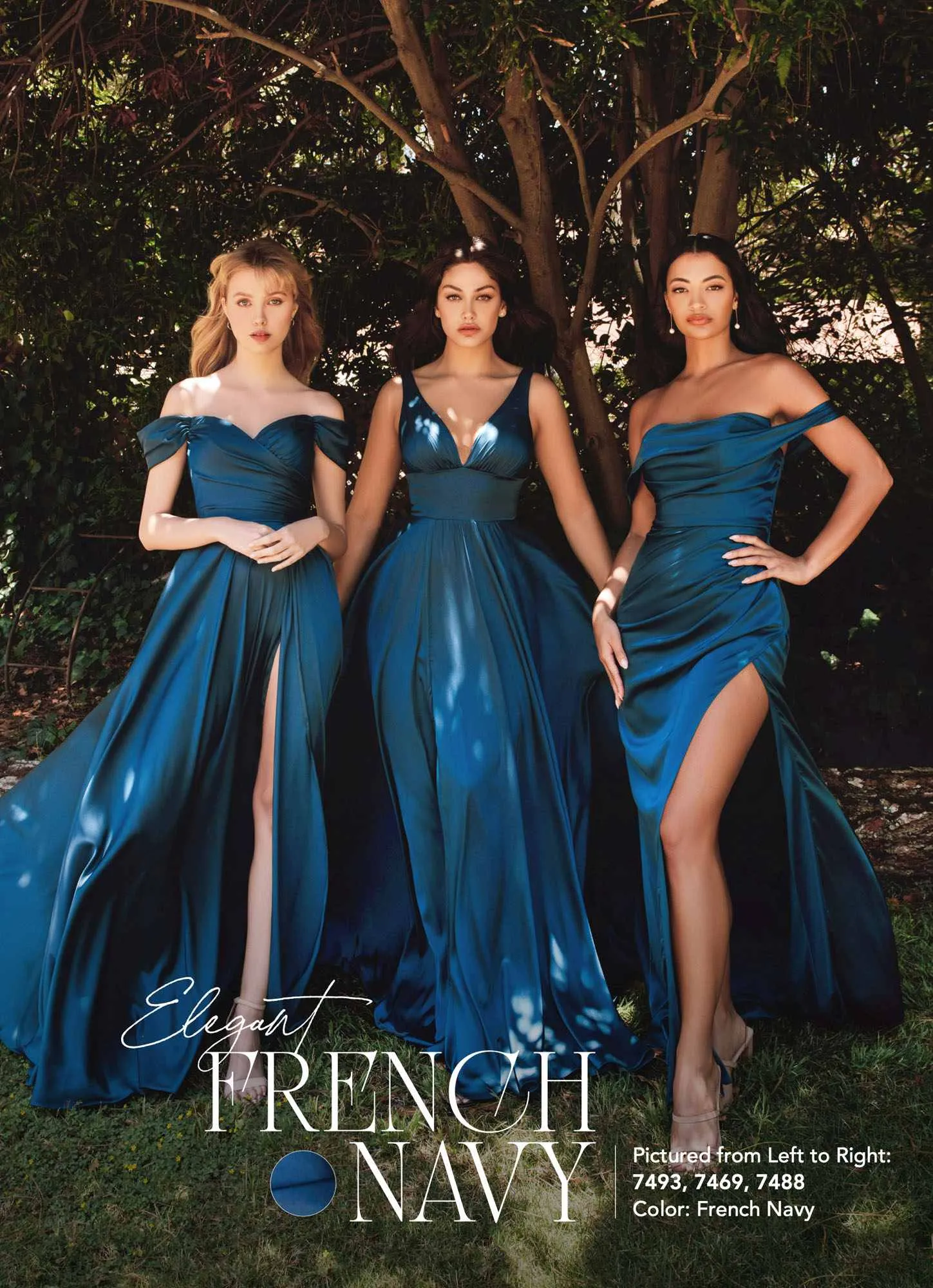 Cinderella Divine 7488C Long Column Satin Formal Dress Gathered