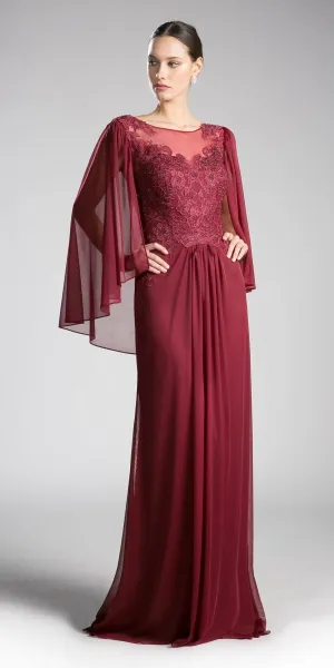 Cinderella Divine OC0001 Floor Length Formal Dress Appliqued Poncho