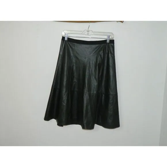 Classiques Nordstrom Skirt Black Leather Skirt A-Line Fully Lined Size 4