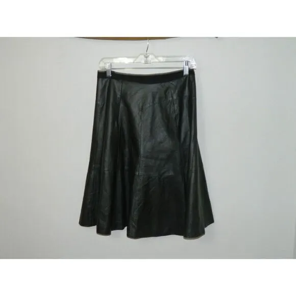 Classiques Nordstrom Skirt Black Leather Skirt A-Line Fully Lined Size 4