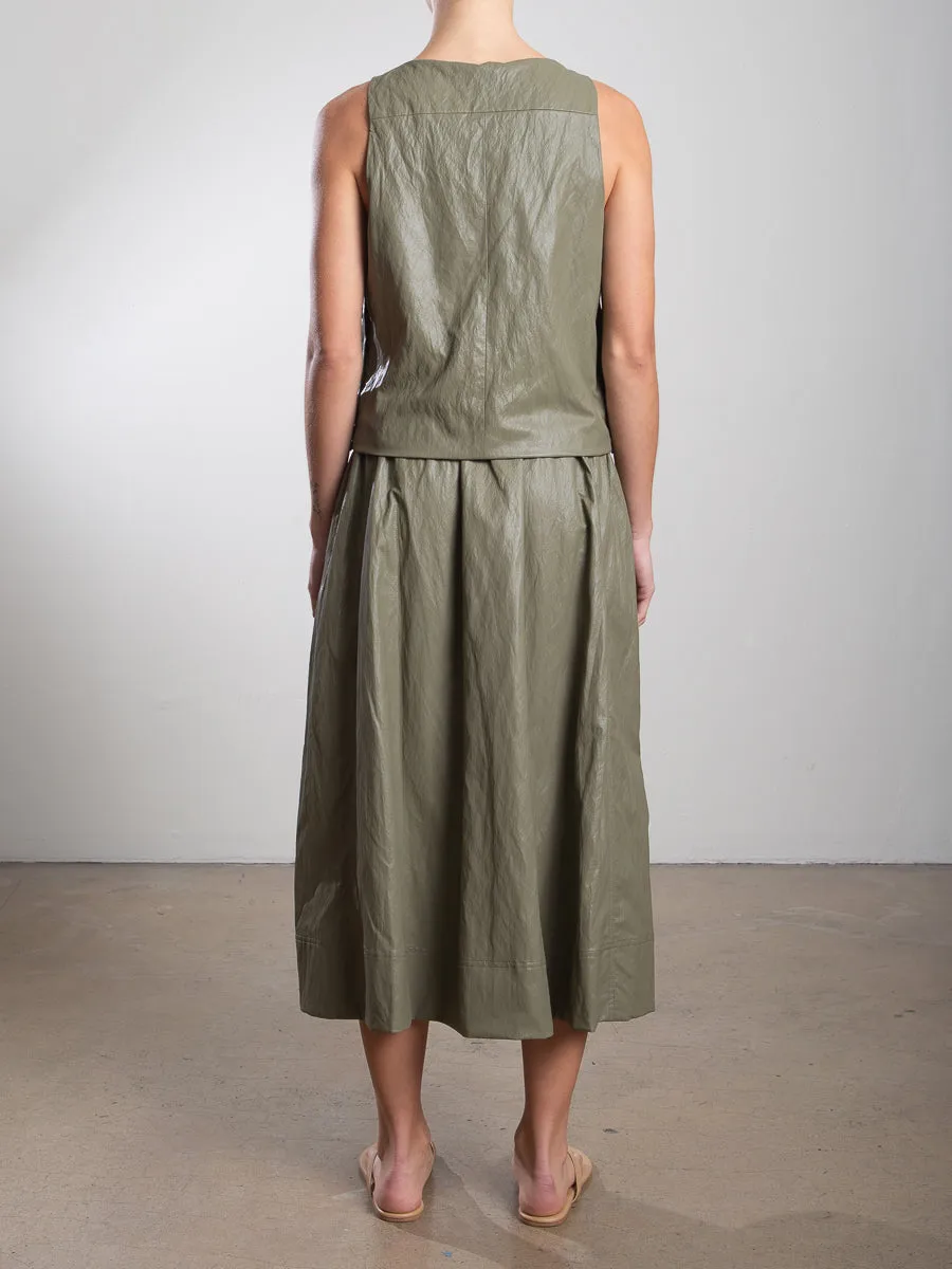 Claudia Skirt in Faux Leather - Army
