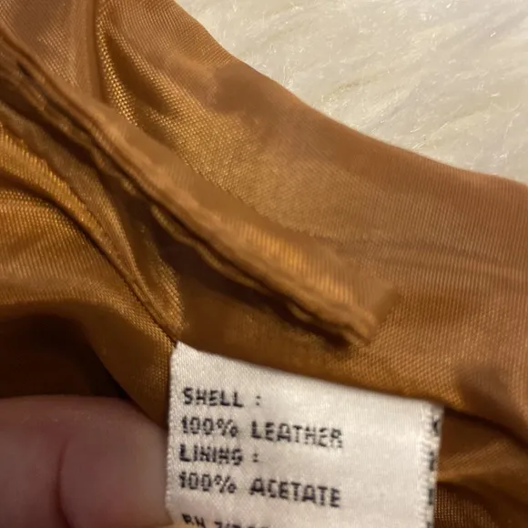 CLEAN LINES LEATHER MINI SKIRT LENGTH 16” WAIST 28/29” COLOR TAN ZIPPER BACK