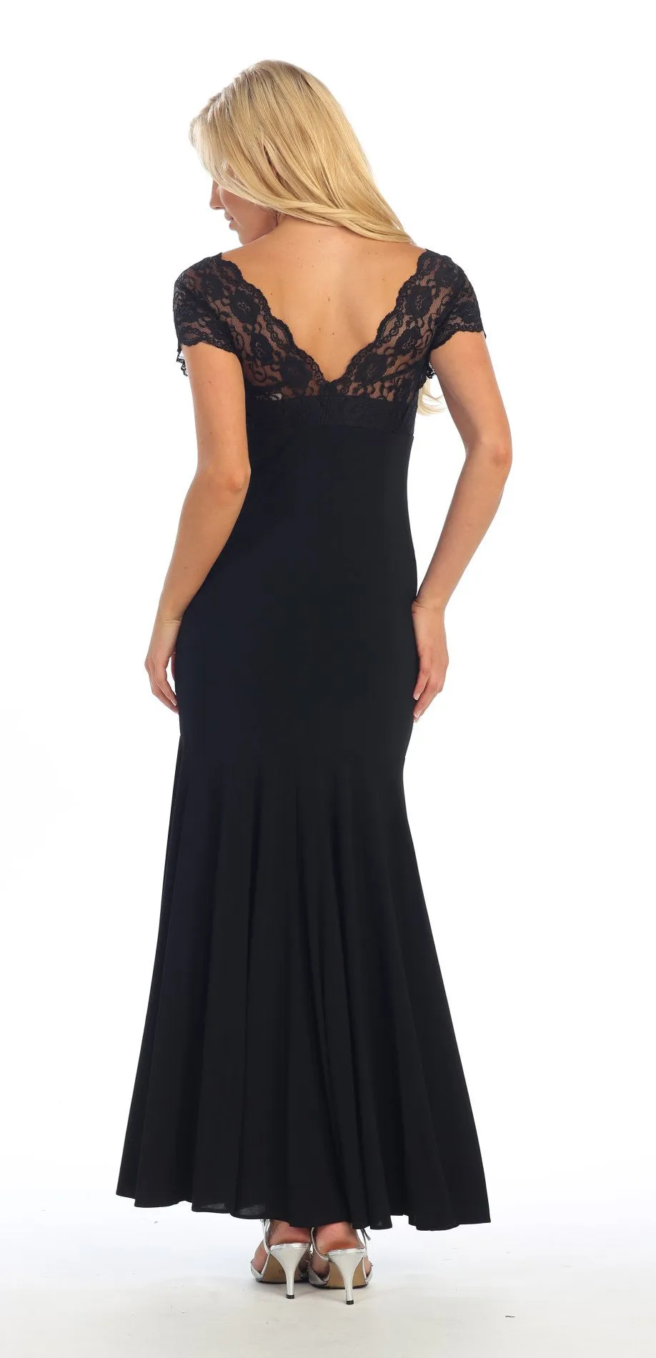 CLEARANCE - Celavie 2320L Dinner Party Tea Length Dress ITY Stretch Lace (Size 2XL)