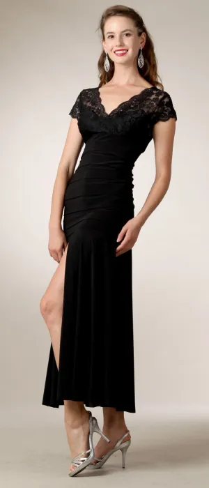 CLEARANCE - Celavie 2320L Dinner Party Tea Length Dress ITY Stretch Lace (Size 2XL)