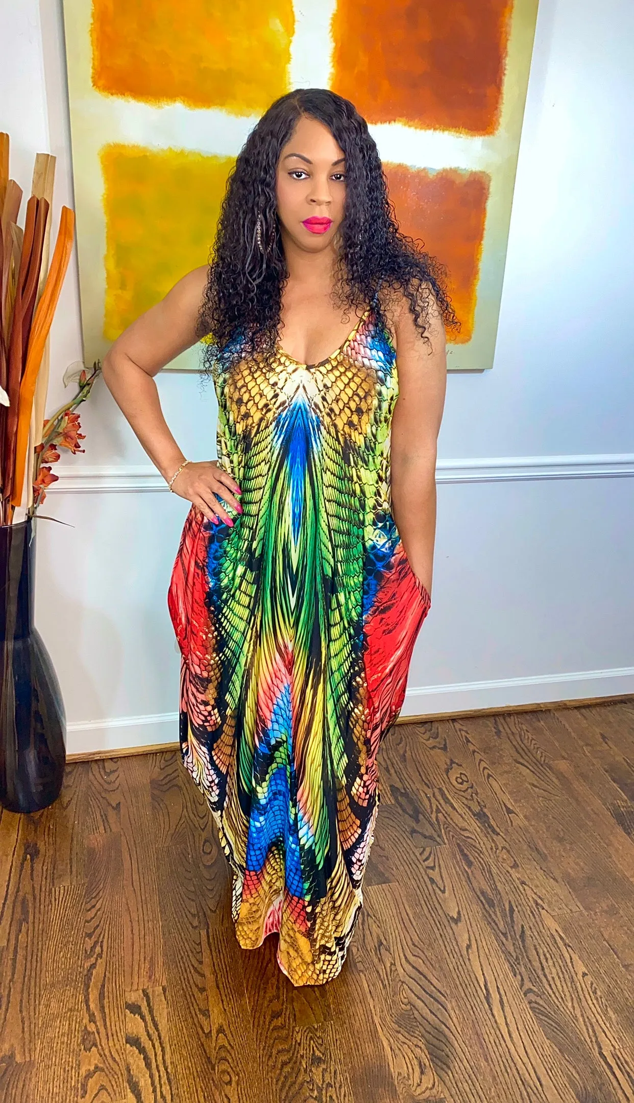 CLEARANCE! Stunning Snakeskin Print Lengthy Maxi Dress with Pockets‼️