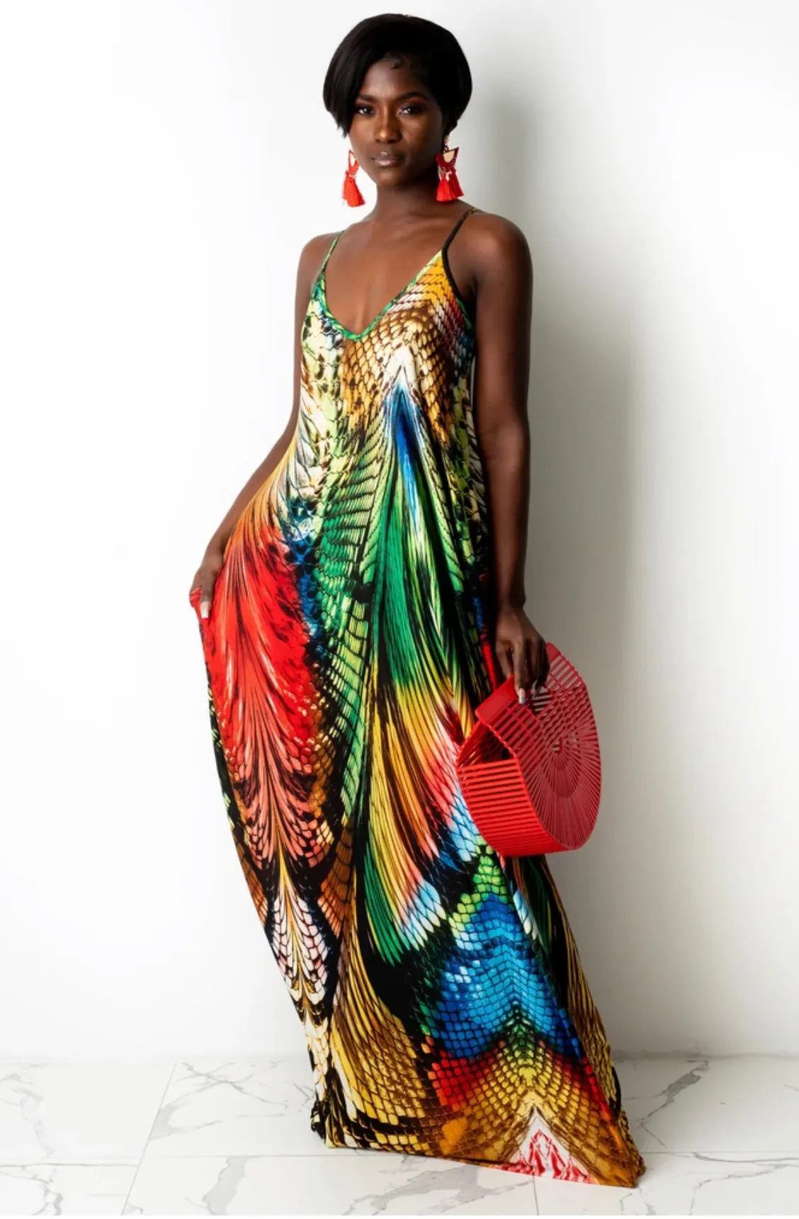 CLEARANCE! Stunning Snakeskin Print Lengthy Maxi Dress with Pockets‼️