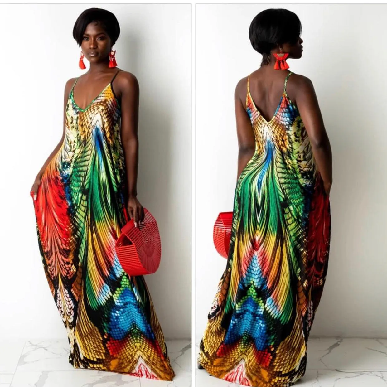 CLEARANCE! Stunning Snakeskin Print Lengthy Maxi Dress with Pockets‼️