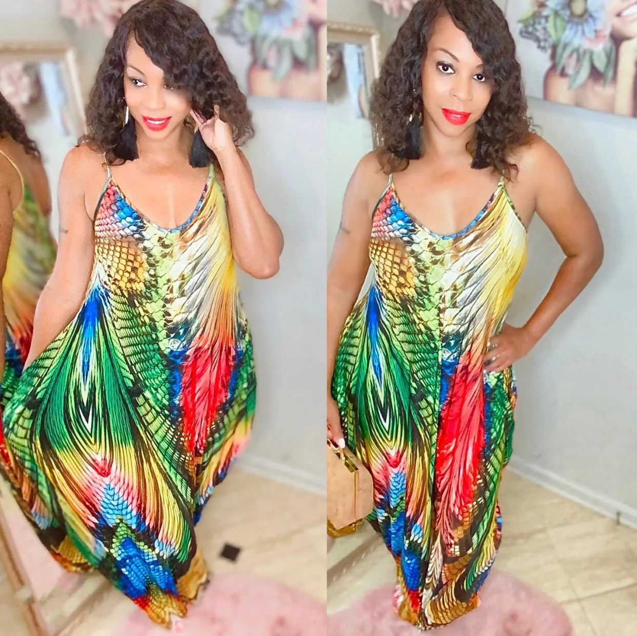 CLEARANCE! Stunning Snakeskin Print Lengthy Maxi Dress with Pockets‼️