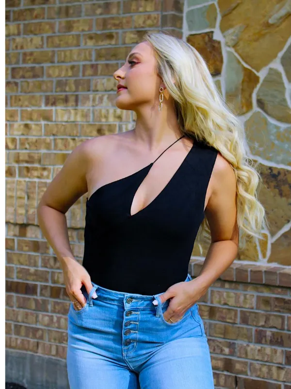Cold Shoulder Bodysuit, Black
