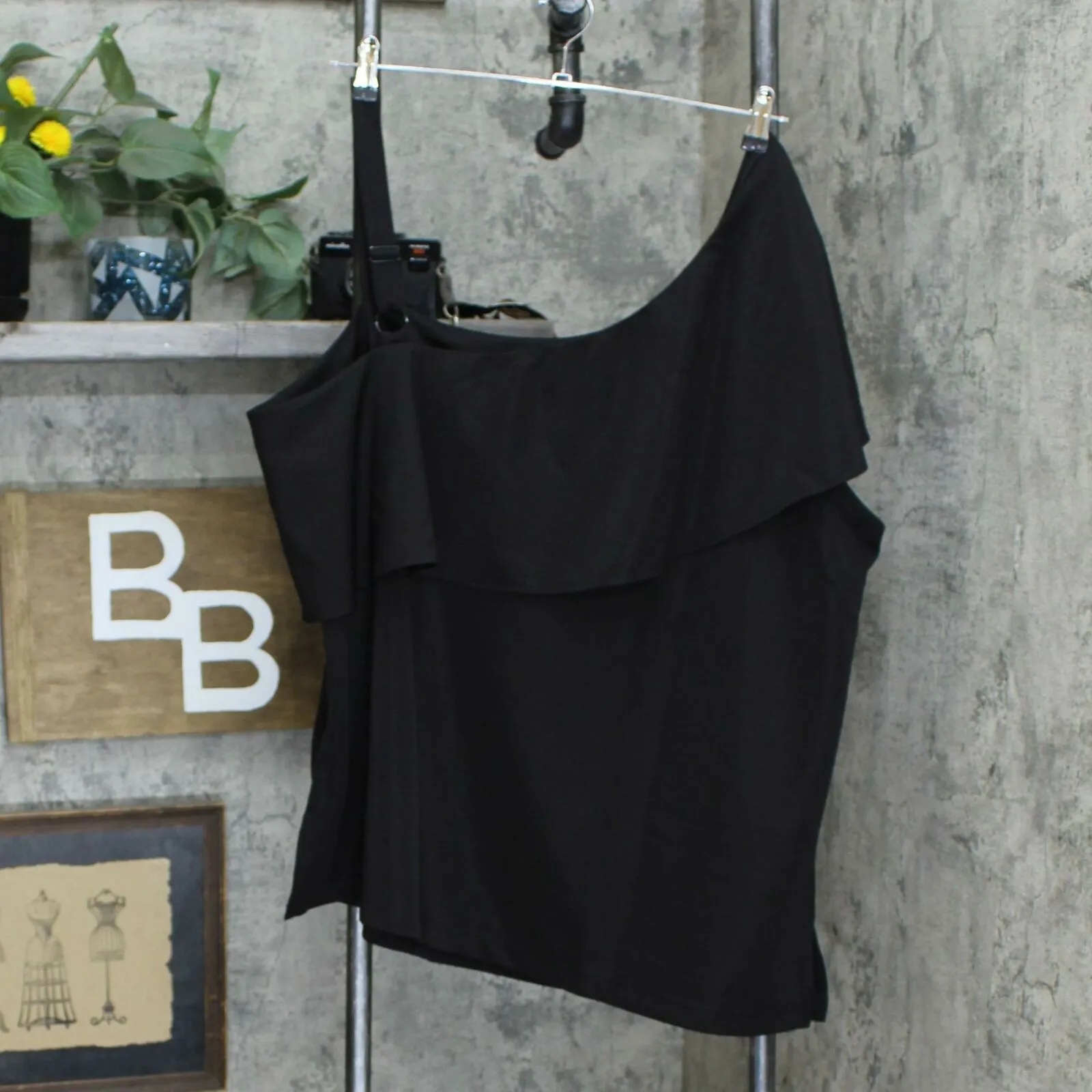 Colleen Lopez Plus Size Asymmetric Off-Shoulder Flounce Top