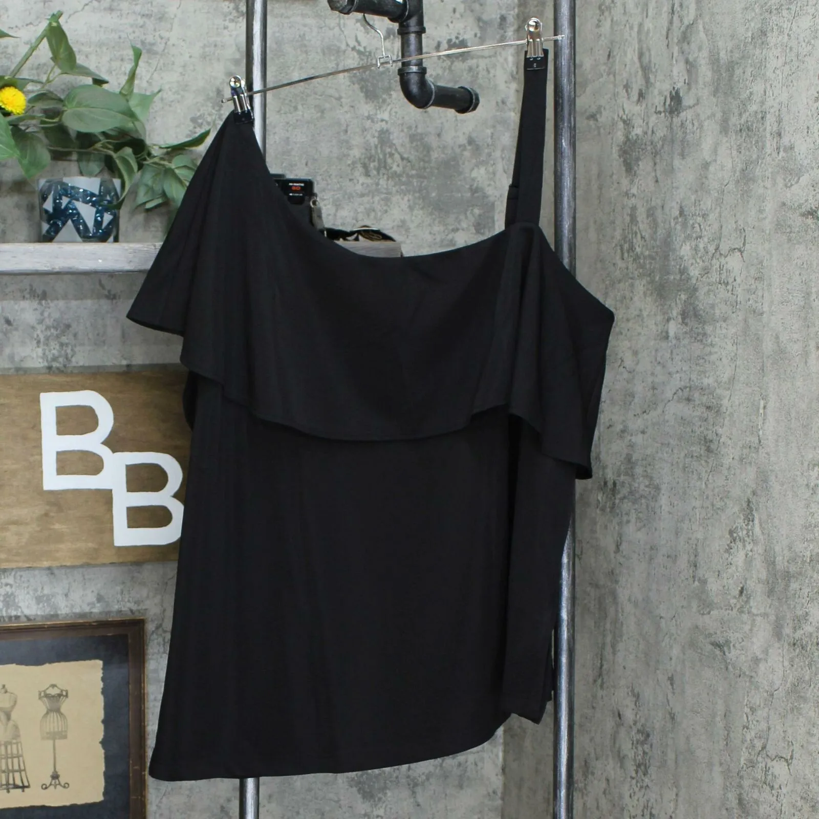 Colleen Lopez Plus Size Asymmetric Off-Shoulder Flounce Top