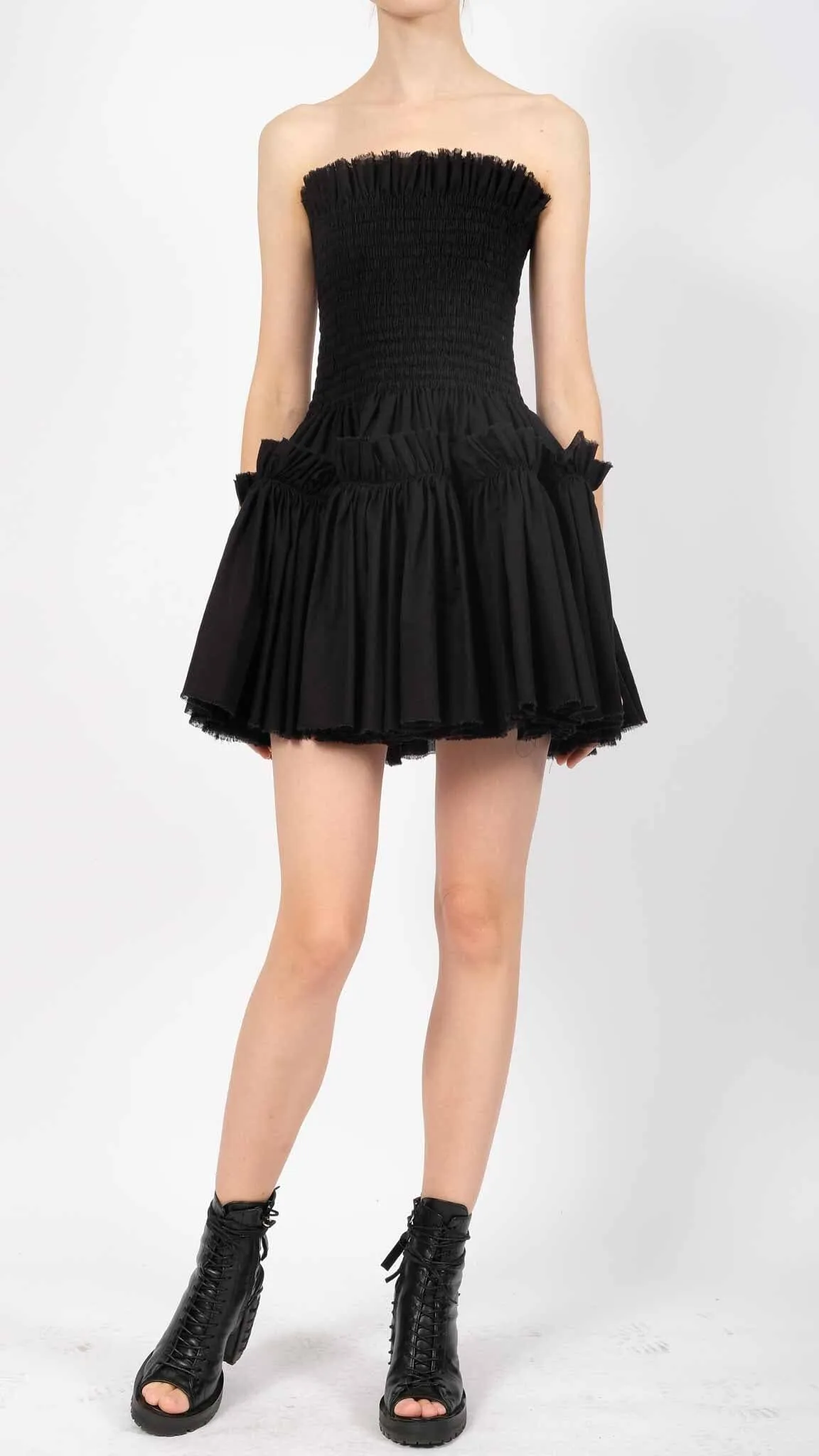 Cotton Mini Dress with Ruffles