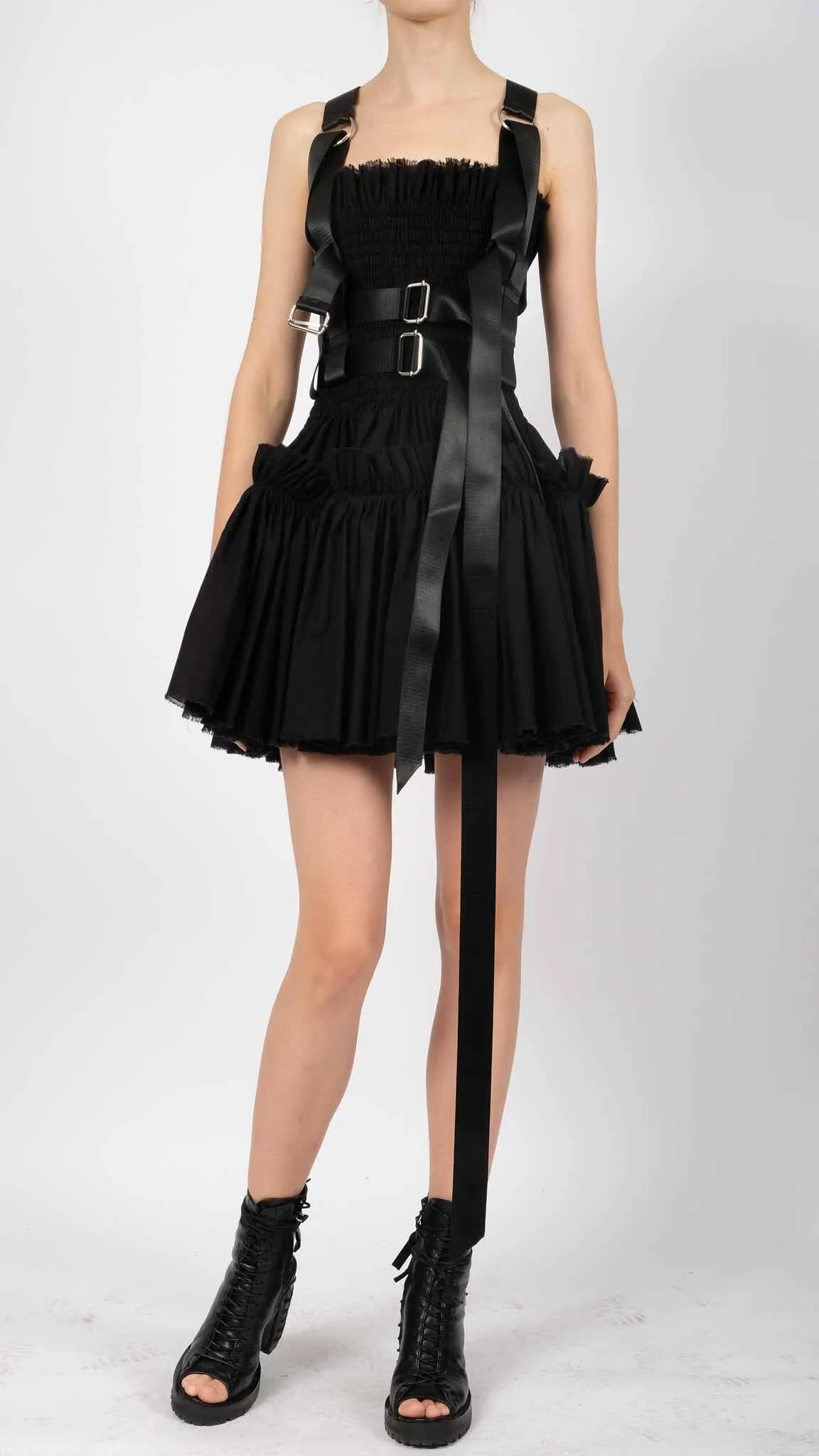 Cotton Mini Dress with Ruffles
