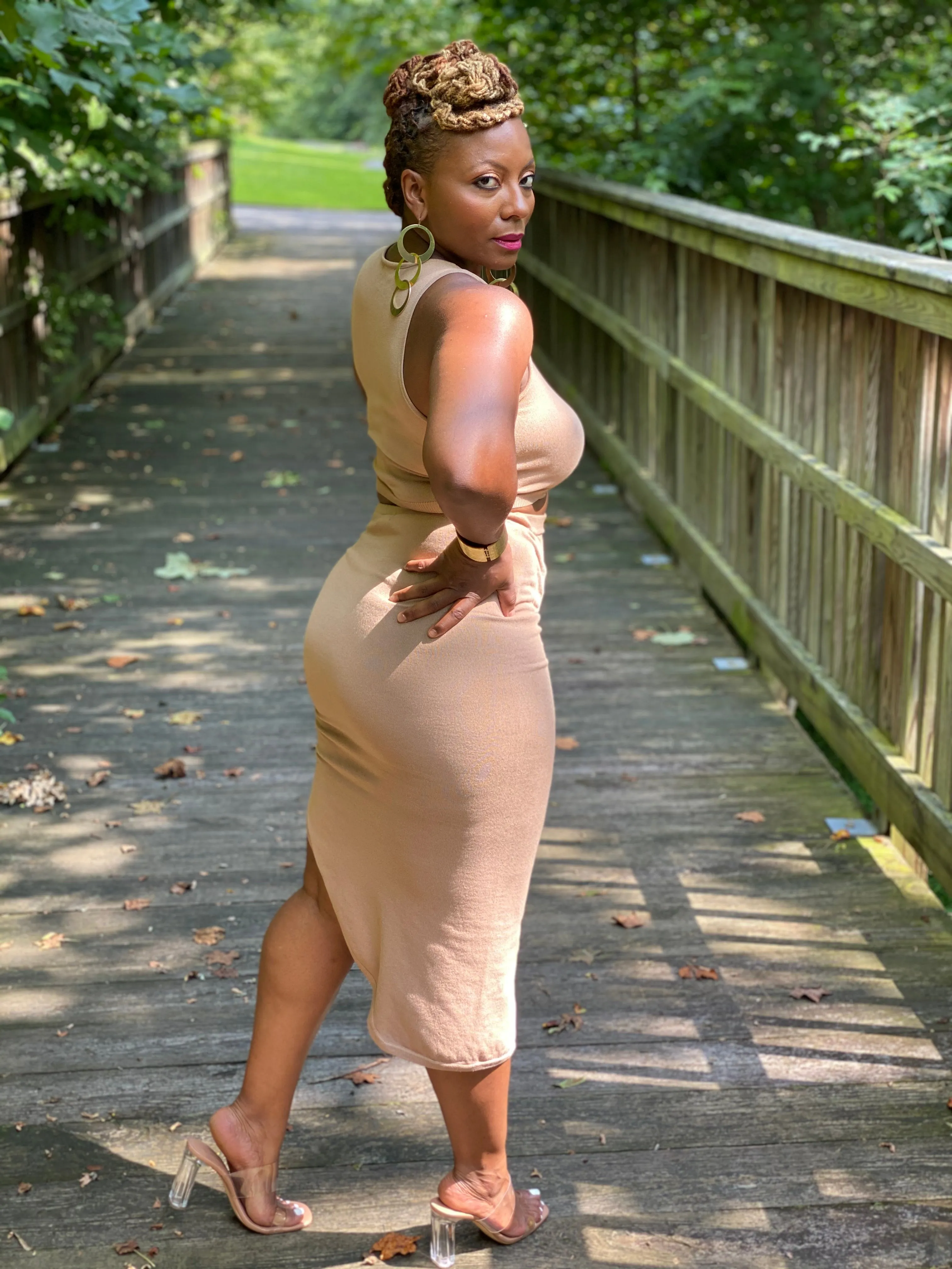 Crop Top Midi Skirt Set