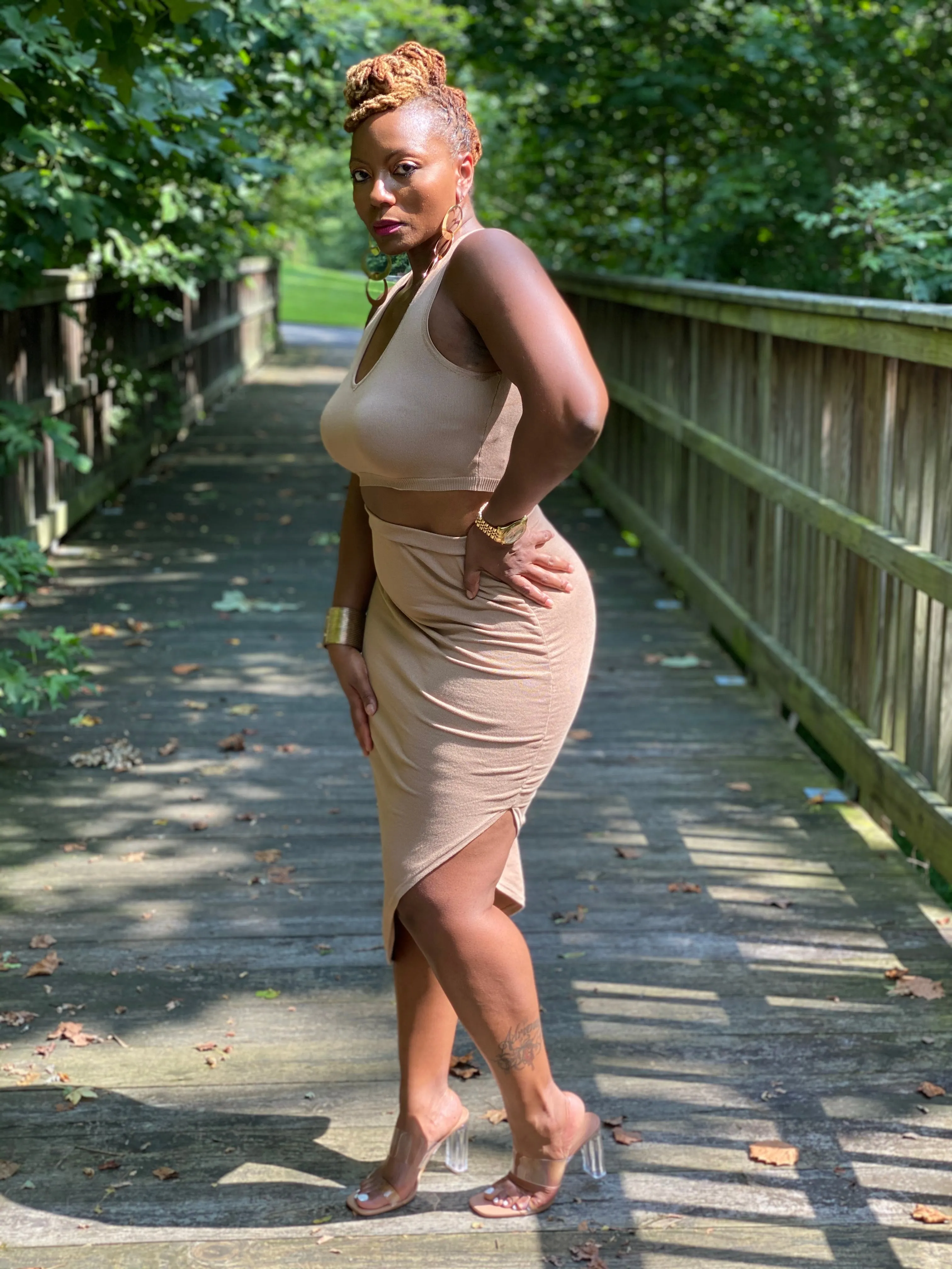 Crop Top Midi Skirt Set